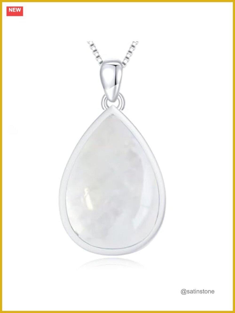 Teardrop Moonstone Pendant Necklace S925 Sterling Silver Dainty Minimalist Women